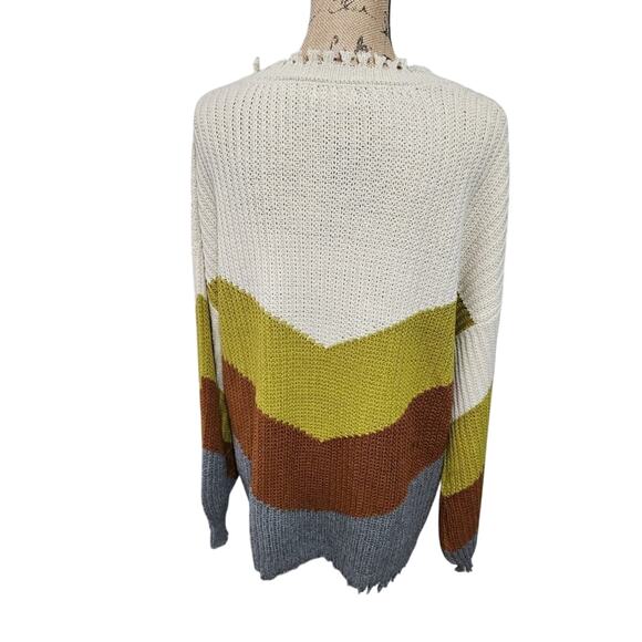 BLU PEPPER color block‎ chevron boho destroyed sweater size 2X - Picture 2 of 8